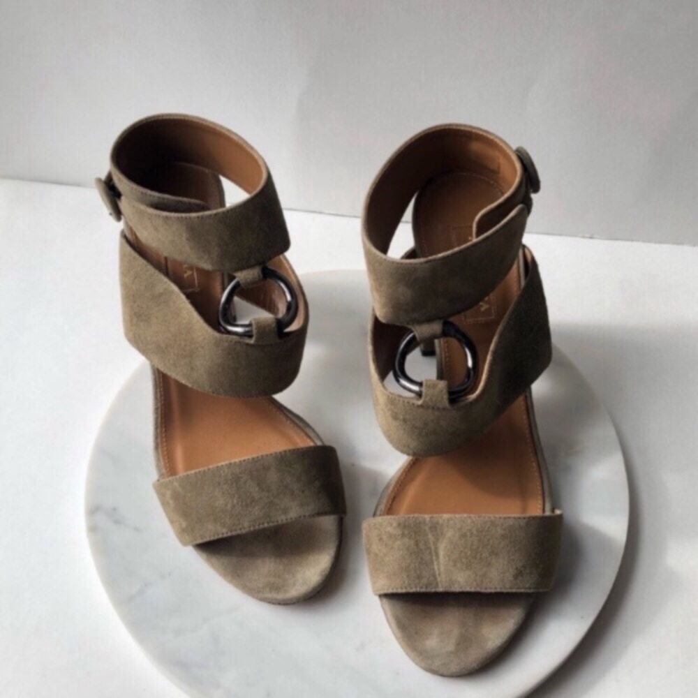 AQUAZZURA SAFARI Truffle Olive Green Block Heel Sandals